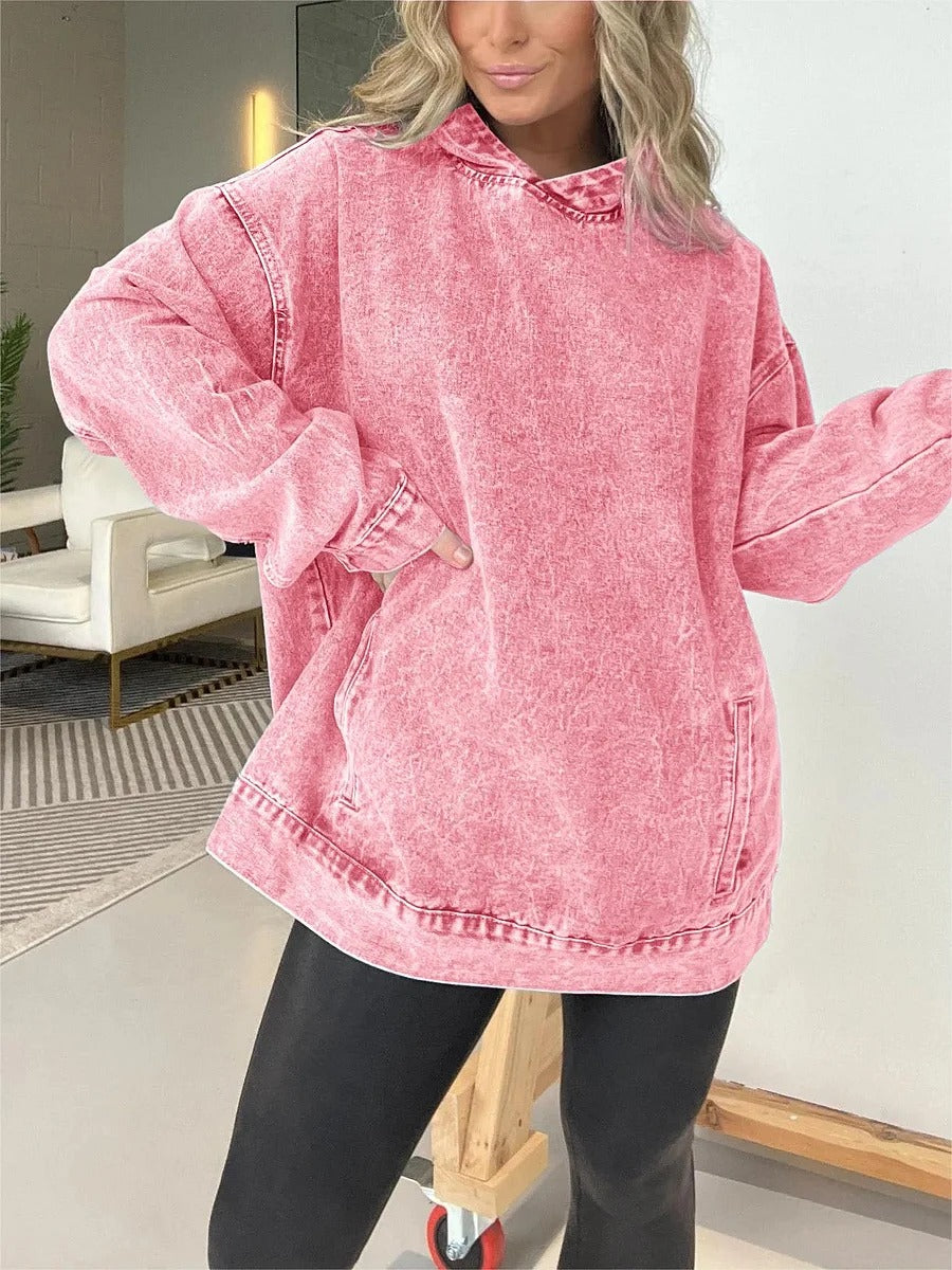Teresa Borello™ denimowa bluza z kapturem i kieszeniami