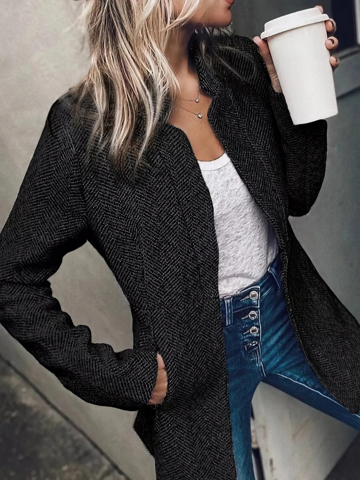 Ambra Ruggero™ Elegancka długa kurtka z kieszeniami