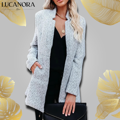 Ambra Ruggero™ Elegancka długa kurtka z kieszeniami