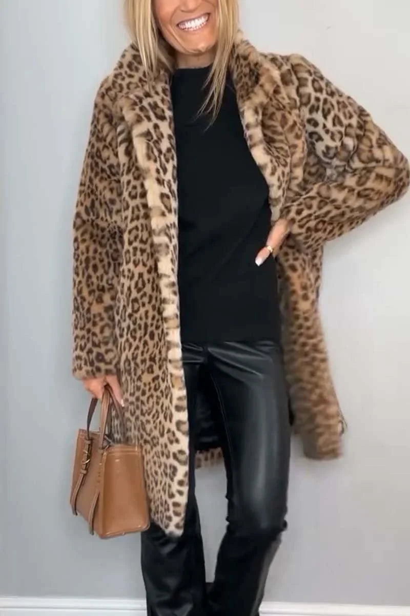Camelia Ezzo™ Stylowa kurtka z wzorem w panterkę