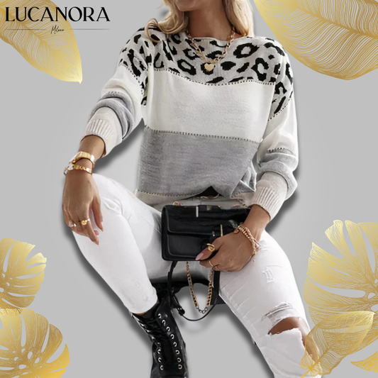 Elvira Cassese™ Sweter z nadrukiem w panterkę