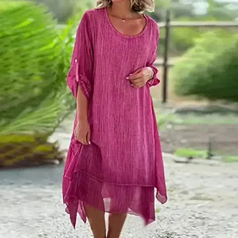 Lisa Vincenzo™ Elegancka sukienka z okrągłym dekoltem o luźnym kroju