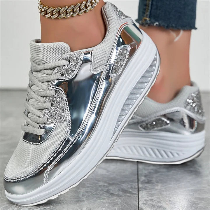Nadia Pini™ Damskie sneakersy na platformie z połyskiem