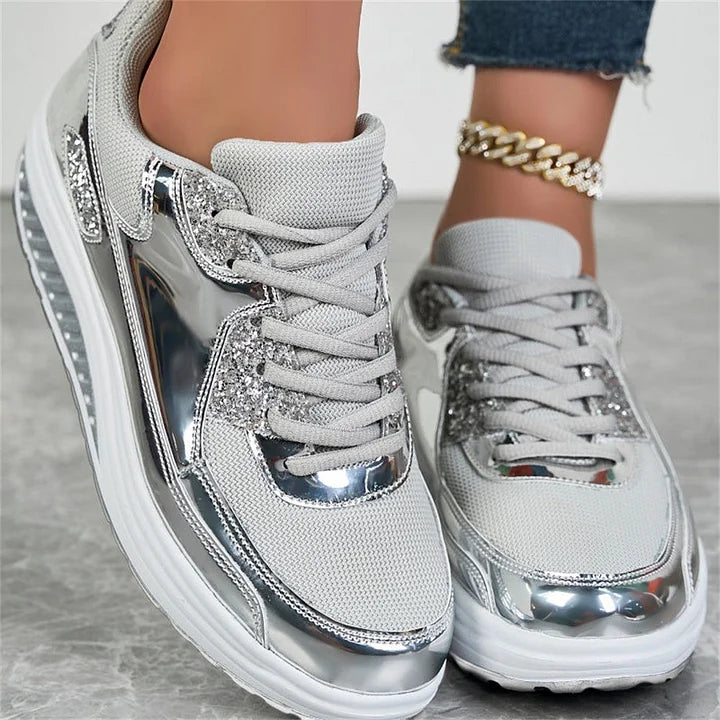 Nadia Pini™ Damskie sneakersy na platformie z połyskiem