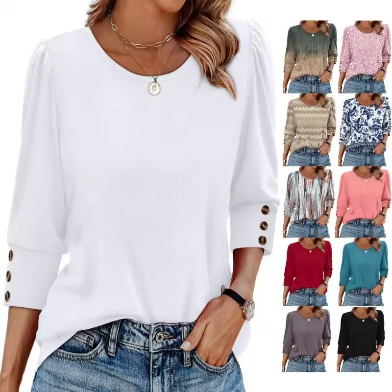 Neiva Maiocco™ Damska elegancka bluzka casualowa z rękawami 3/4