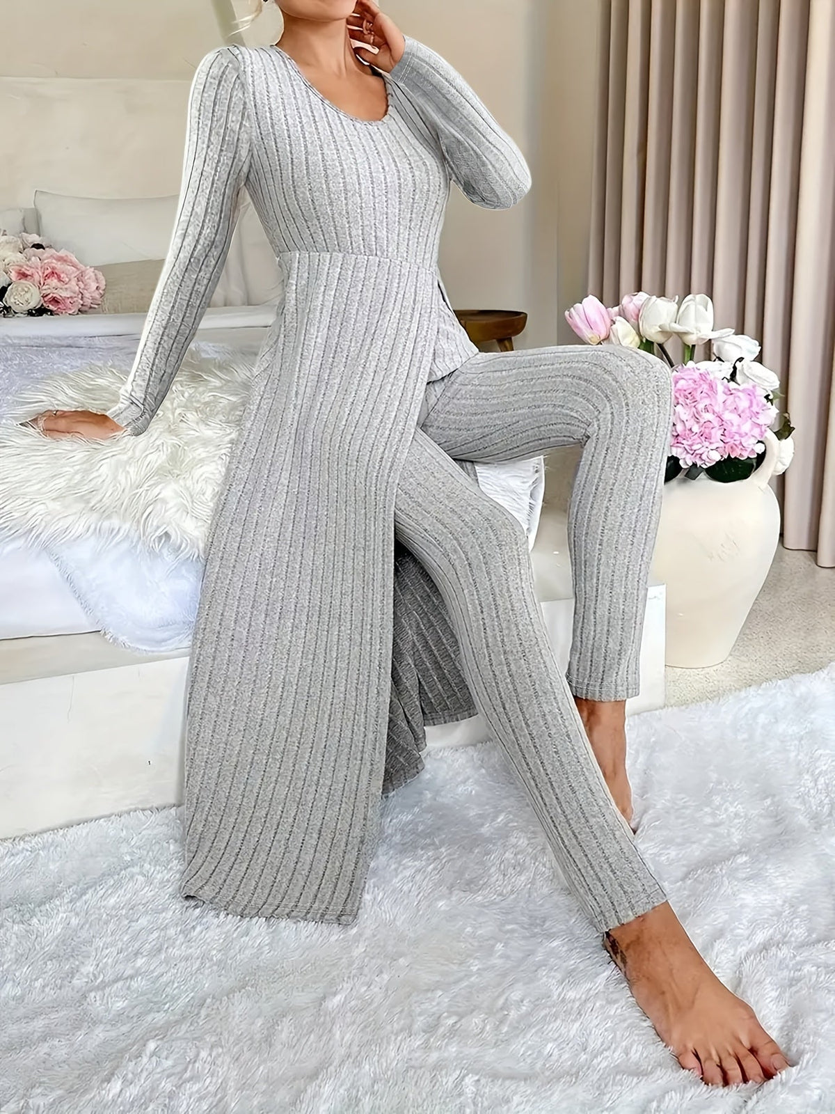 Nicole Coiro™ Komplet dwuczęściowy z tuniką z długim rękawem