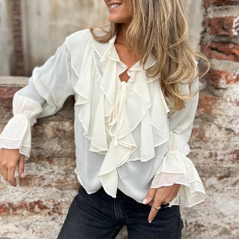 Ottilia Renzo™ Elegancka bluzka z falbanką
