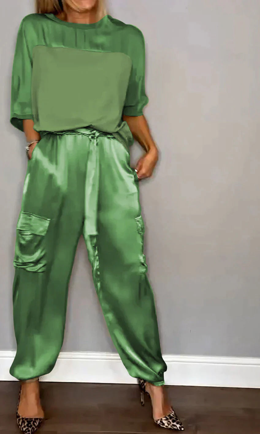 Perlita™ 2-częściowy satynowy elegancki komplet damski