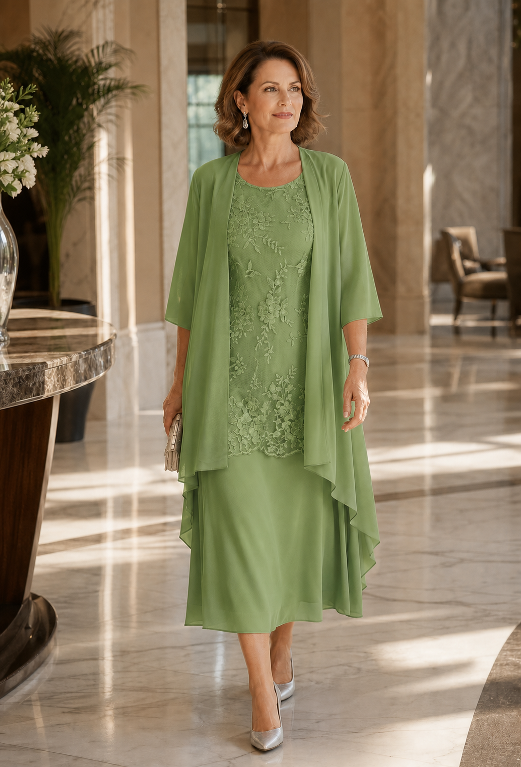 Rina Donadelli™ Elegancki komplet sukienka z kardiganem