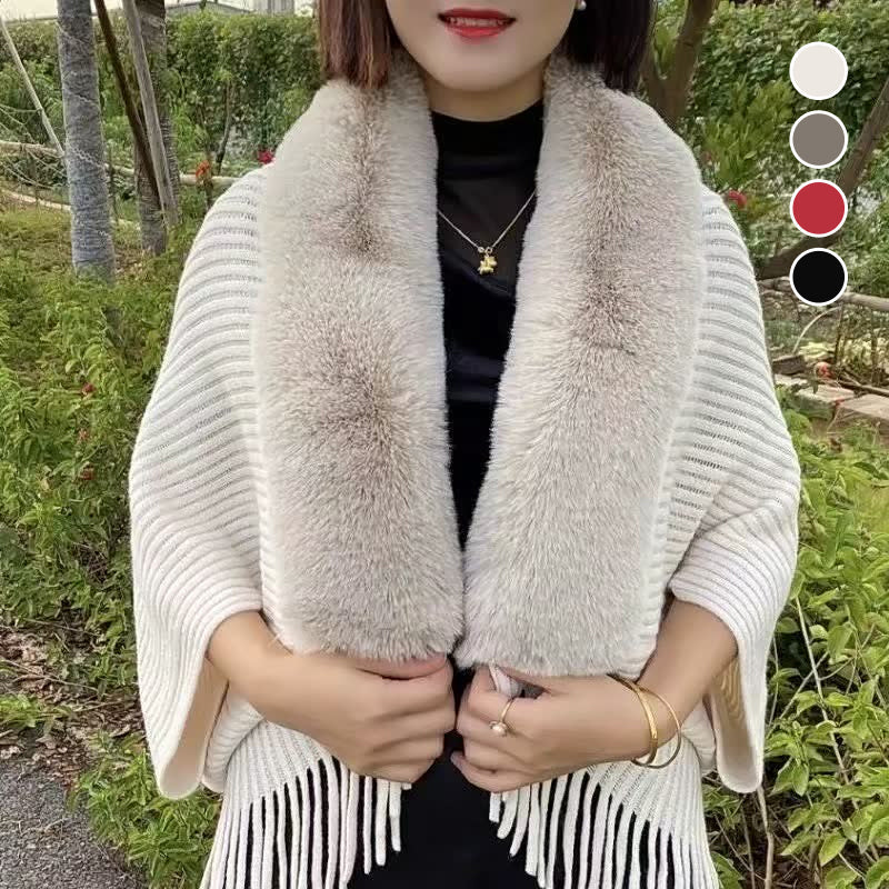 Rosine Robiquet™ Modny szalik i sweter 2 w 1 z futrzanym kołnierzem