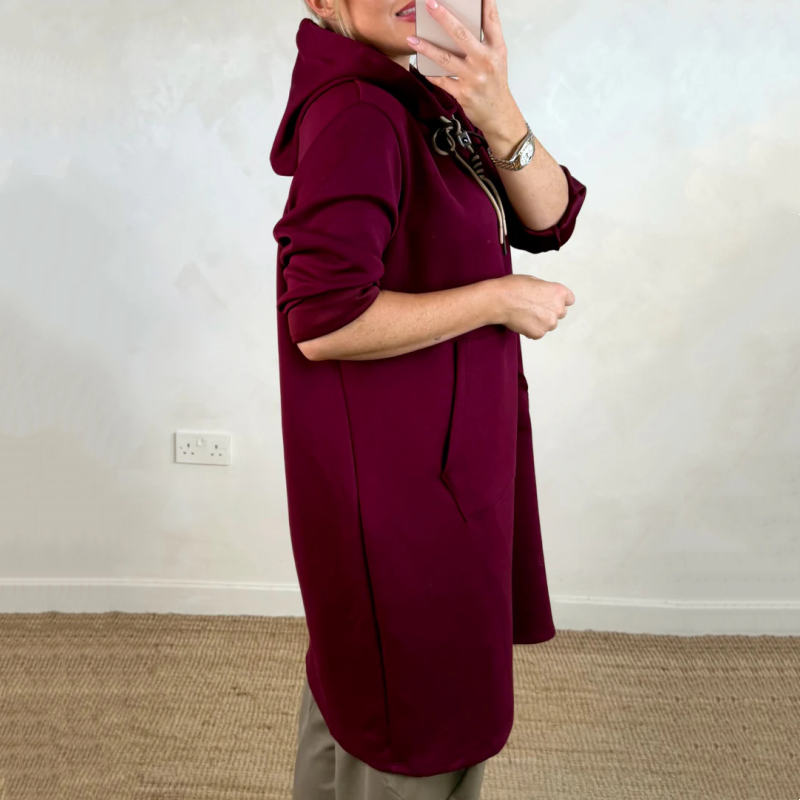 Vilma Bonito™ Damska sukienka bluzowa kangurek oversize z kieszeniami