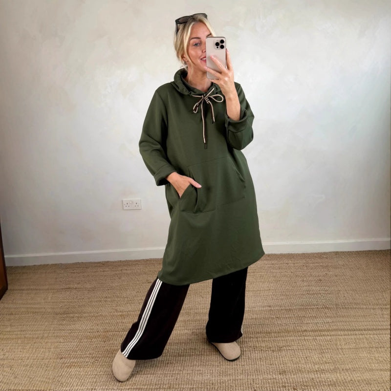 Vilma Bonito™ Damska sukienka bluzowa kangurek oversize z kieszeniami