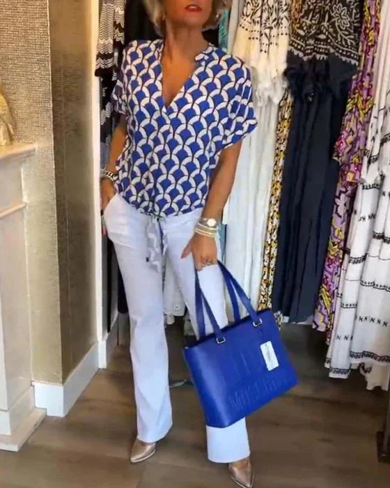 Viola Fox™ Casualowy top z nadrukiem