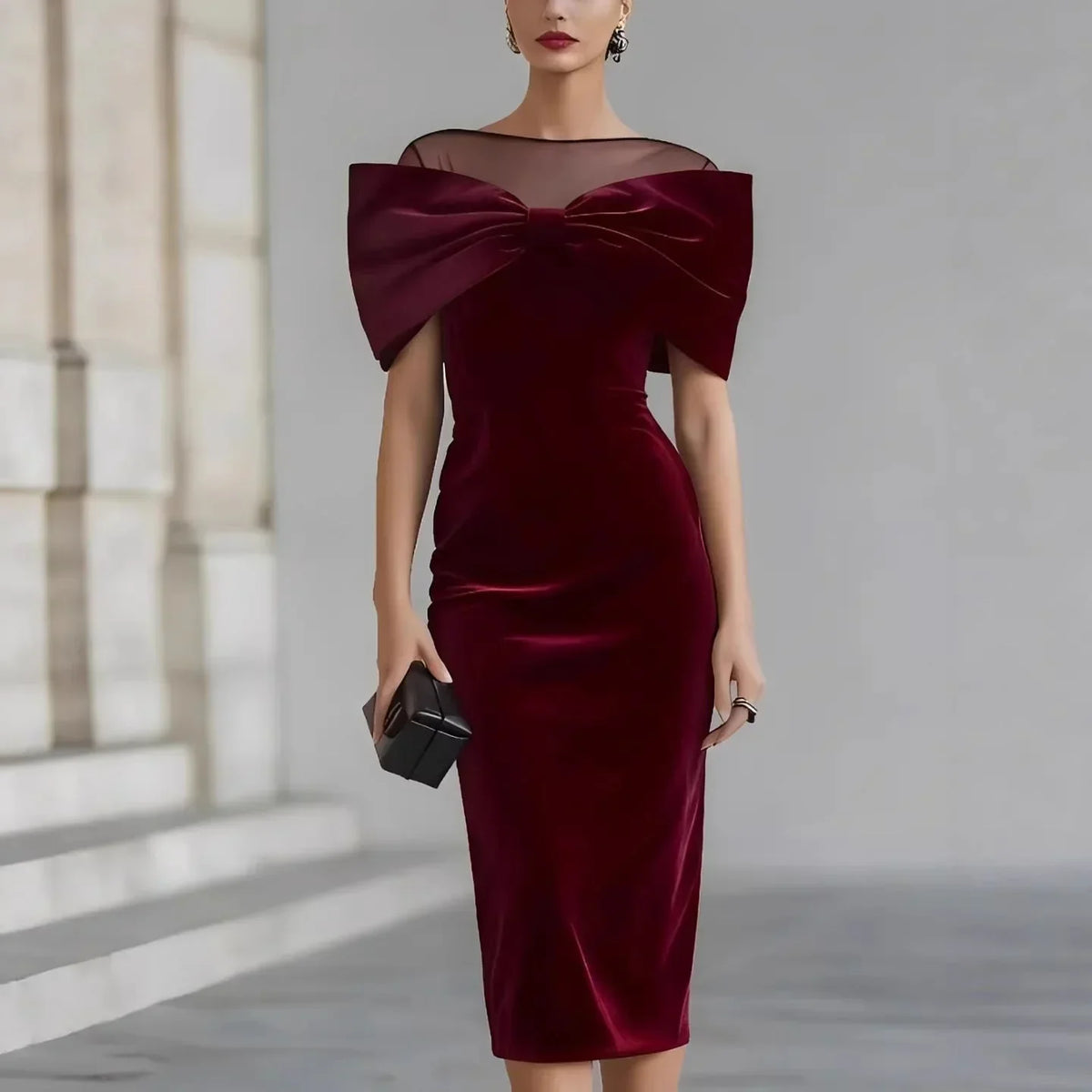 Agata Barbieri Flattering Black Dress - main front view of black evening dress
