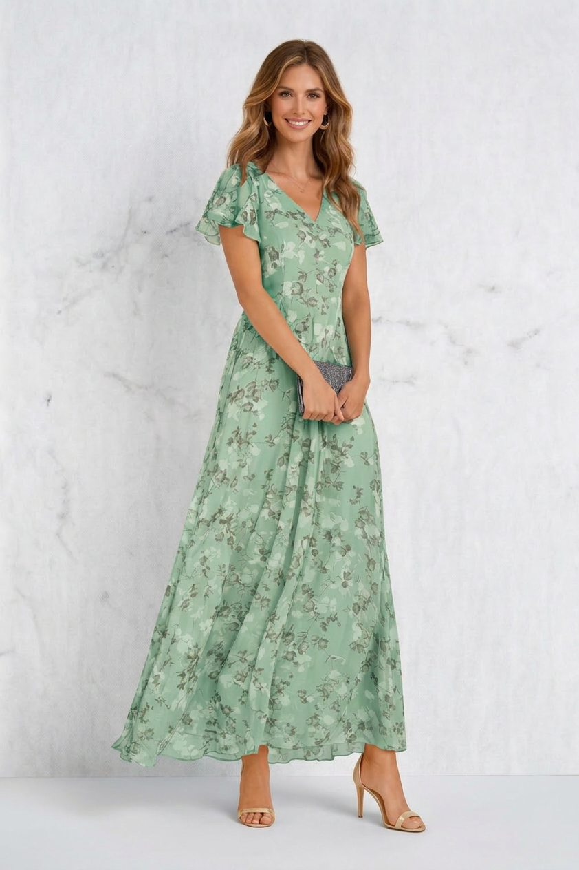 Allegra Bernardi™ Elegancka sukienka modelująca maxi w kwiaty