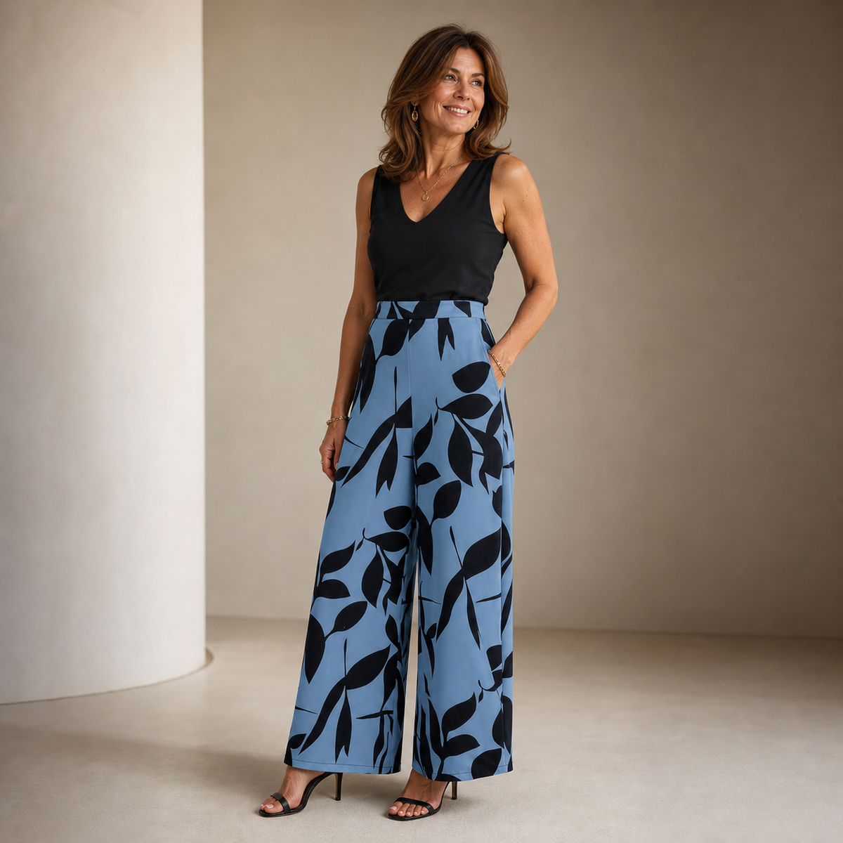Laura Abbondanza™ Spodnie z wzorem wide-leg do codziennych stylizacji