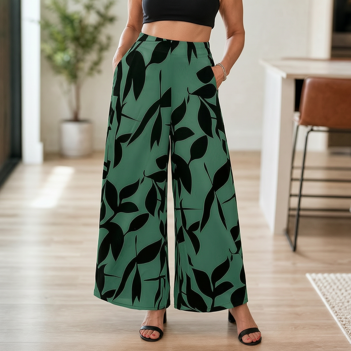 Laura Abbondanza™ Spodnie z wzorem wide-leg do codziennych stylizacji