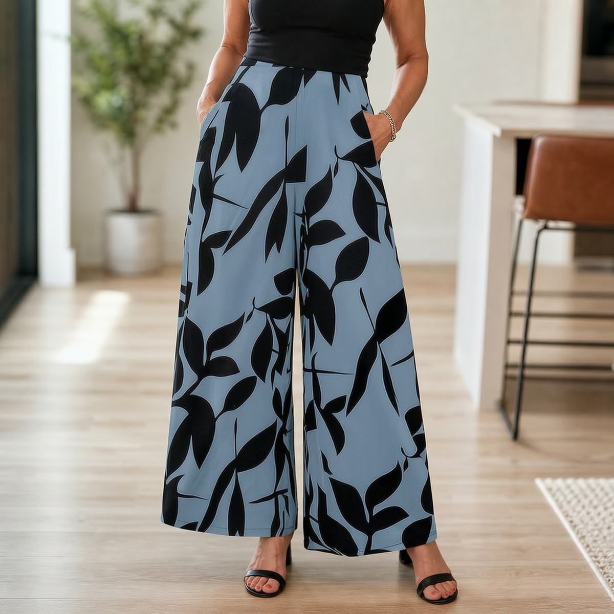 Laura Abbondanza™ Spodnie z wzorem wide-leg do codziennych stylizacji