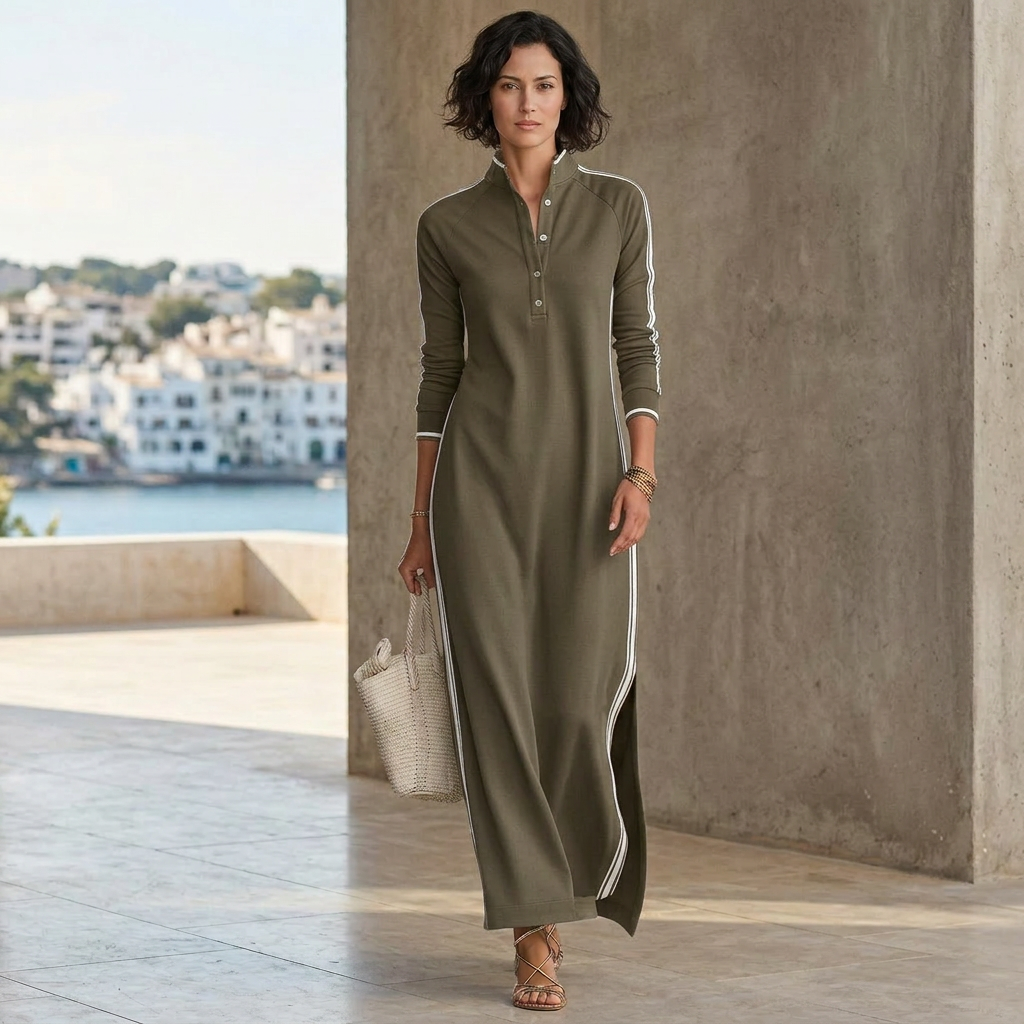 Mirta Visconti™ elegancka sukienka maxi z długim rękawem
