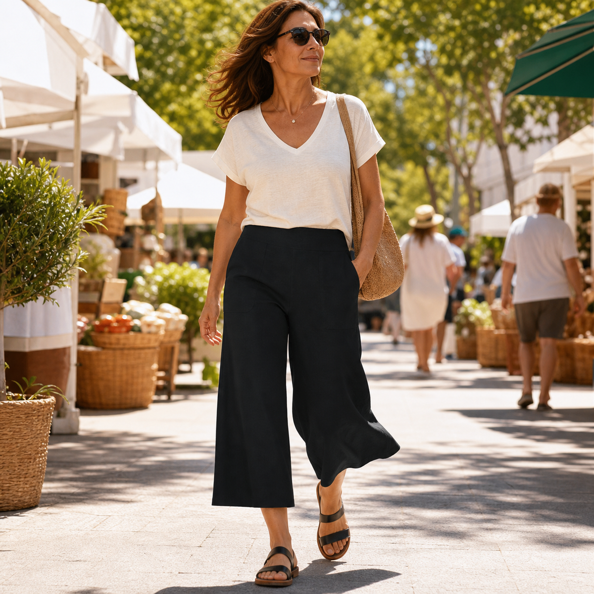 Rebecca Silvi™ Wszechstronne szerokie spodnie 7/8 culotte