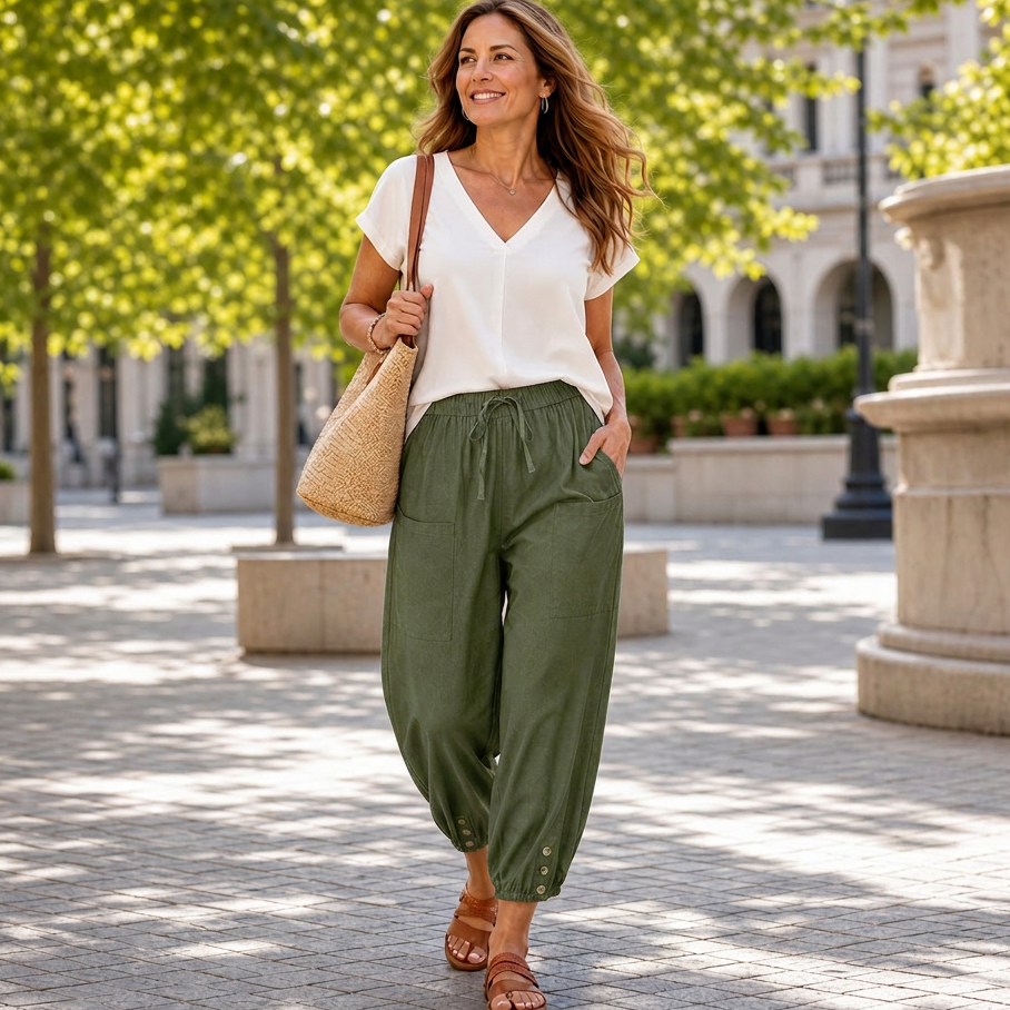 Samanta Errico™ Eleganckie letnie spodnie wide leg na co dzień